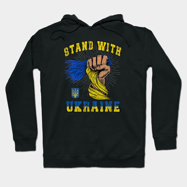 Stand With Ukraine Detailed Flag Design Hoodie by The Christian Left